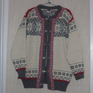 Dale of Norway Pure New Wool Cream Gray Women Cardigan Sweater Size:M